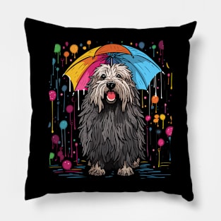 Komondor Rainy Day With Umbrella Pillow