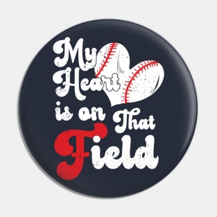 funny My Heart is on That Field softball baseball mom dad Softball Lover , Softball Pin