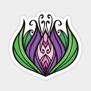 Purple, Pink, and Green Zen Lotus Flower Magnet