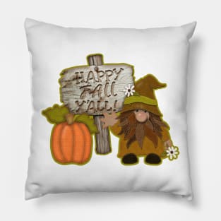 Happy Fall Y'all Gome | Pumpkin | Wooden Sign Pillow