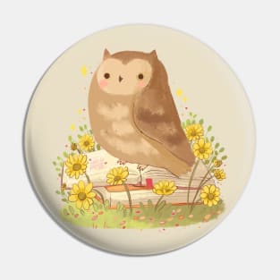 Owl and books Pin