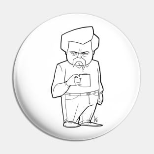 Ron Swanson Parks and Rec Outlined Pin