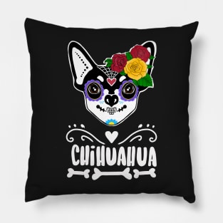 Day of Dead Sugar Skull Chihuahua Pillow