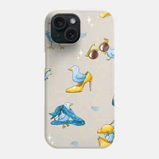 Fashion Bird Pattern - Blue & Gold Phone Case