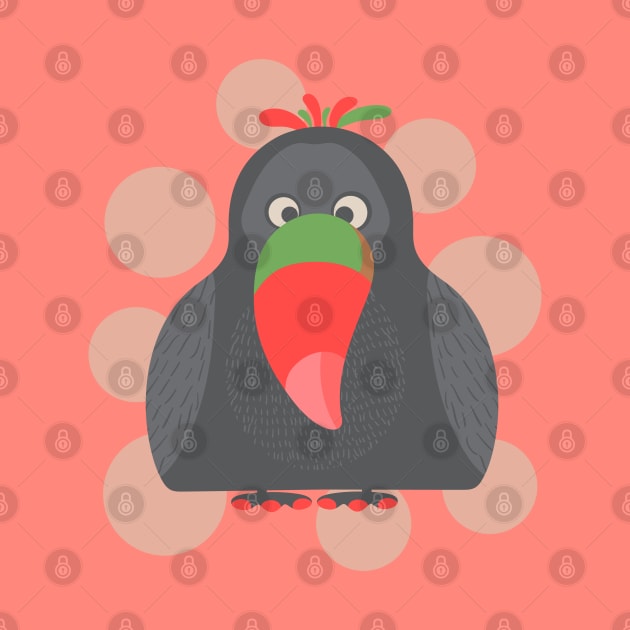 HAPPY TOUCAN Funny Cute Silly Cartoon Bird with Party Polka Dot Bubbles - UnBlink Studio by Jackie Tahara by UnBlink Studio by Jackie Tahara