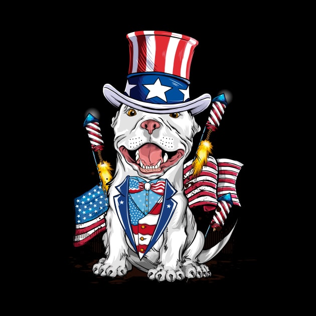 CUTE DOG PITBULL PROUD AMERICA by JOISDRAW ART