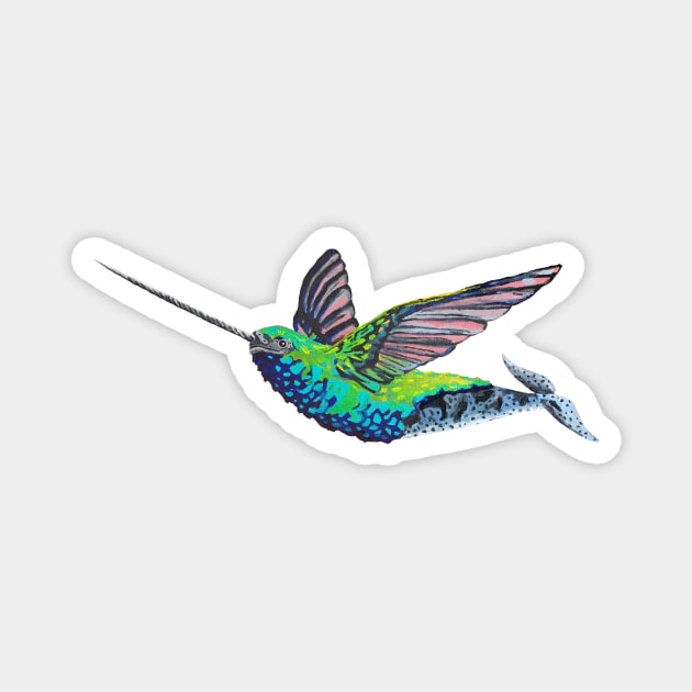 Narwhal Hummingbird Magnet by RaLiz