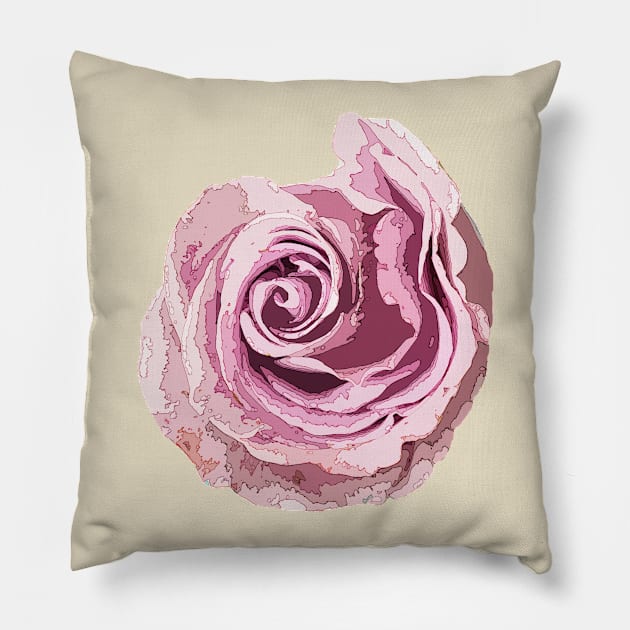 Pink Rose Stylized Art Pillow by StupidHead