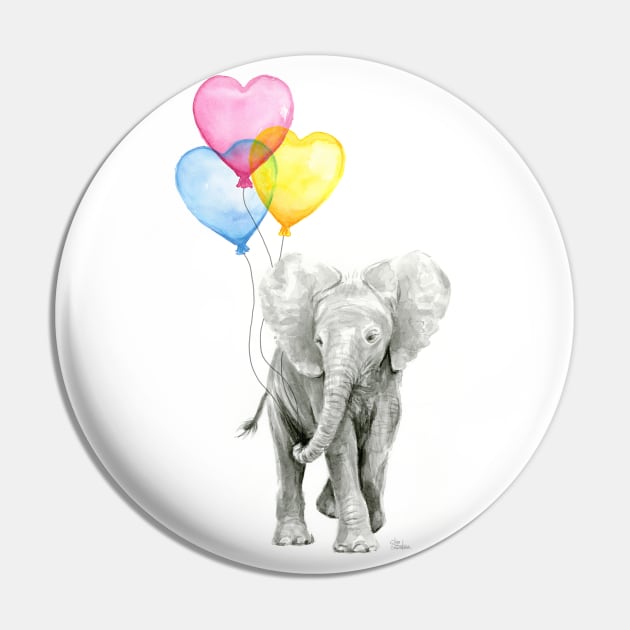 Elephant Watercolor Heart Shaped Balloons Pin by Olechka