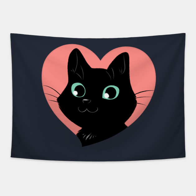 I Heart Black Cats Fancy Edition Cat Tapestry Teepublic