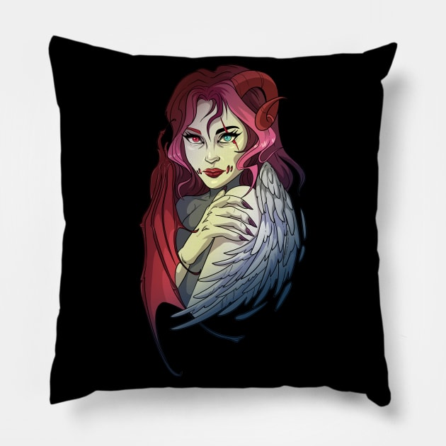 Gothic Dark Angel Pillow by Trendy Black Sheep