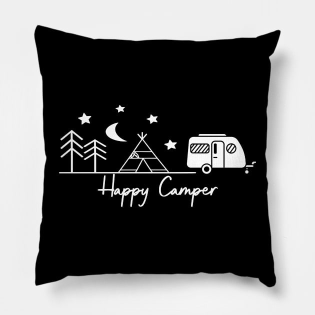 Happy Camper Pillow by Xtian Dela ✅