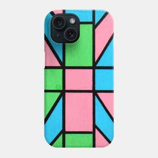 Blue Pink Green Geometric Abstract Acrylic Painting II Phone Case