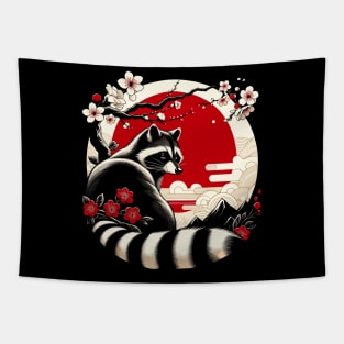 Japanese Retro Raccoon Gift Men Women Japan Raccoon Tapestry