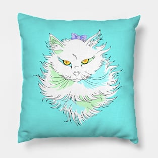 Stylish two color cat with ribbon Pillow