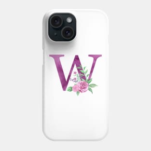 Floral Monogram W Beautiful Rose Bouquet Phone Case