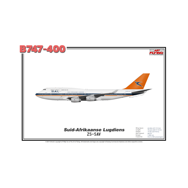 Boeing B747-400 - Suid-Afrikaanse Lugdiens (Art Print) by TheArtofFlying