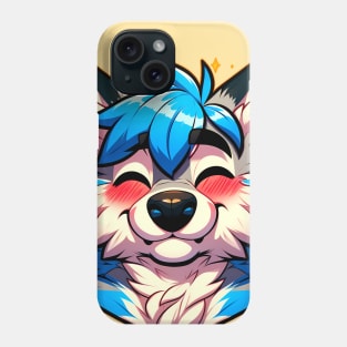 Blushing Happy Furry Anthro Wolf ^_^ Phone Case