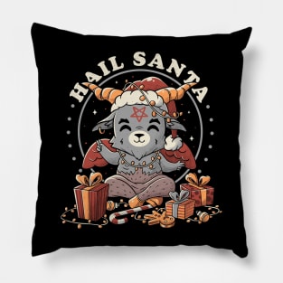 Hail Santa - Funny Cute Evil Christmas Baphomet Pillow