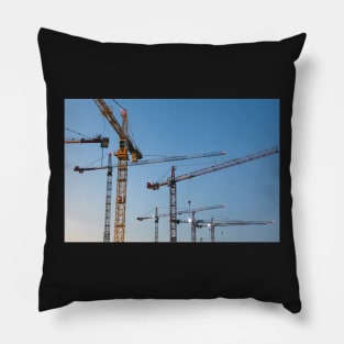 Cranes against clear blue sky Pillow