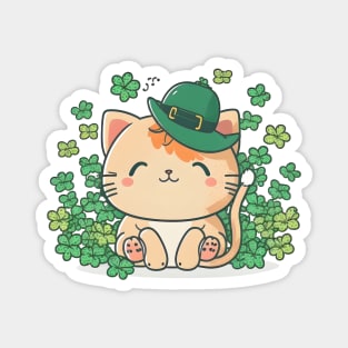 Cat Leprechaun Funny Cat Lover Shamrock St Patrick's Day Magnet