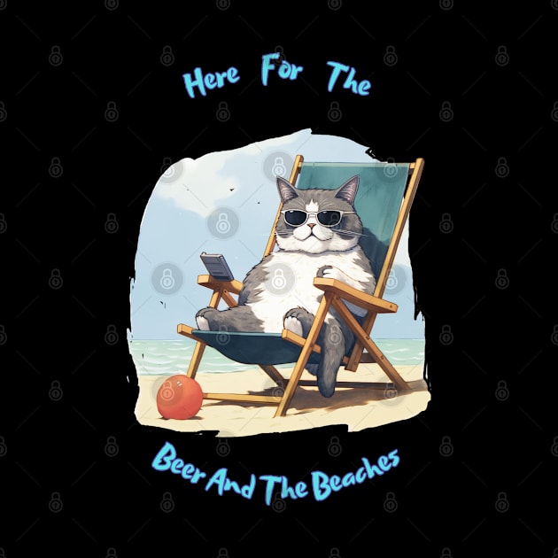 "Funny Cat Beach T-Shirt: Humorous Kitty with Sunglasses and Cocktail | Unique Gift for Cat Lovers by New Otaku 64