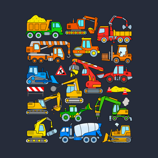 Kids Excavator and Construction Vehicle Design by samshirts