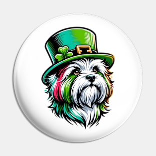 Maltese Dog Enjoys Saint Patrick's Day Festivities Pin