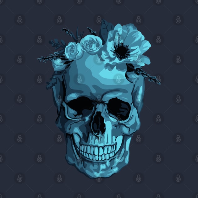 Skull With Flower Crown by Slightly Unhinged