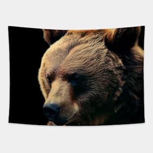 A brown bear in nature that looks cute and cuddly looks warm. Tapestry