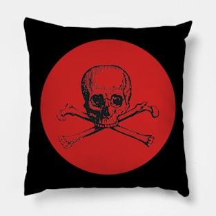 Skull and Crossbones Black & Red Pillow