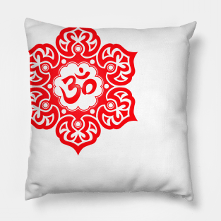 Red Lotus Flower Yoga Om Pillow