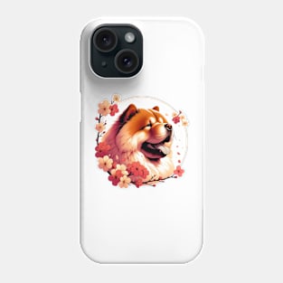 Chow Chow Enjoys Spring Amidst Cherry Blossoms Phone Case