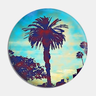 Palm Trees in a Blue Sunset sky Retro Vibe Pin