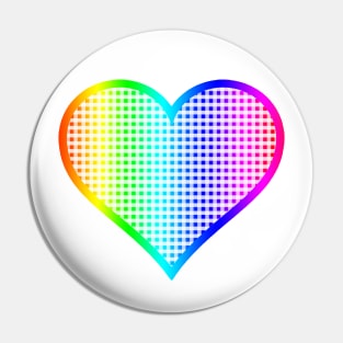 Rainbow Gingham Heart Pin