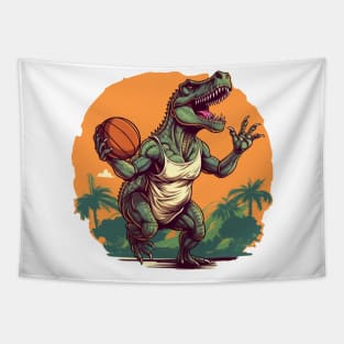 Basketball Dino T-Rex Humor Graphic Tapestry