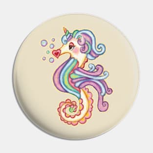 Unicorn rainbow seahorse Pin