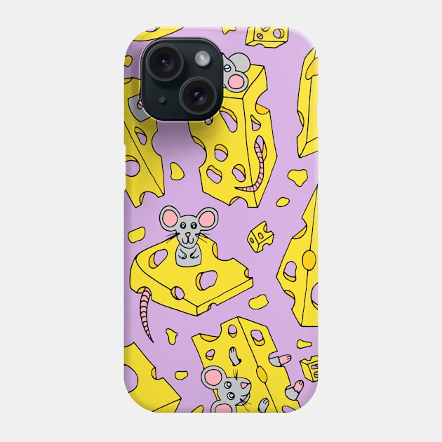 Mice and Swiss Cheese Purple Palette Phone Case by HLeslie Design