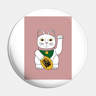 Maneki-Neko lucky cat pink Pin