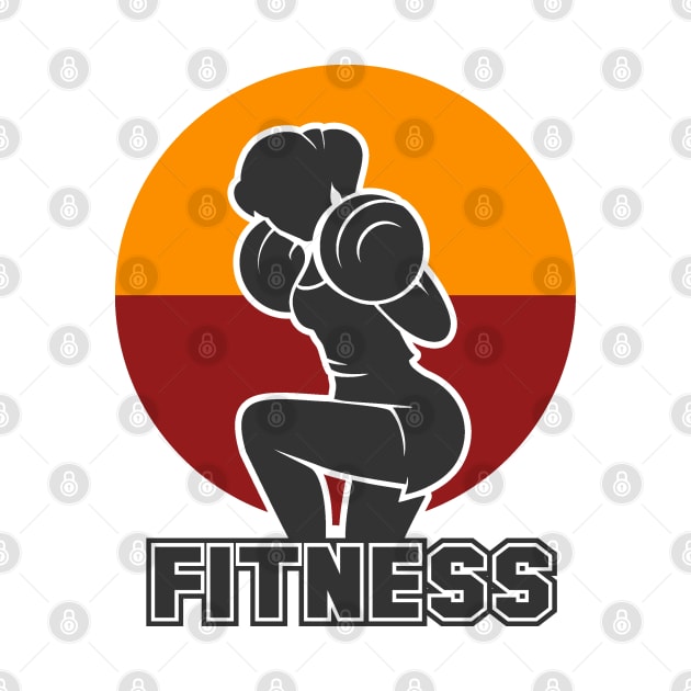 Fitness club emblem with training athletic woman by devaleta