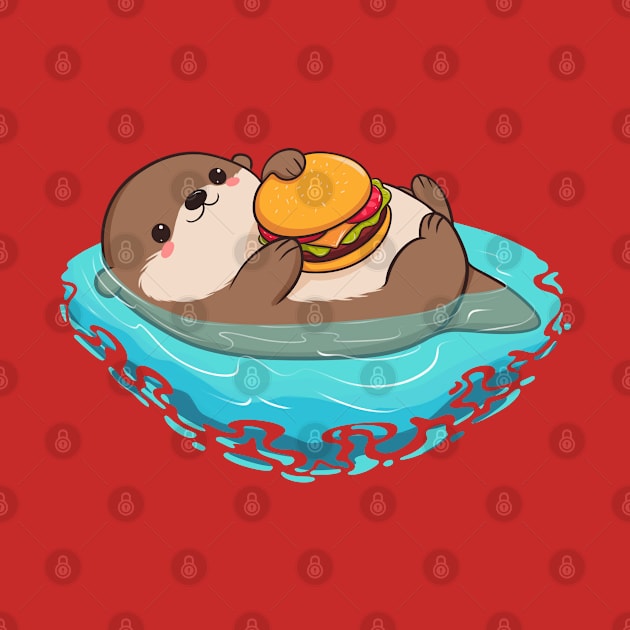 Otter enjoys a tasty burger and good vibes by Verbinavision
