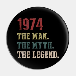 Vintage 1974 The Man The Myth The Legend Gift 46th Birthday Pin