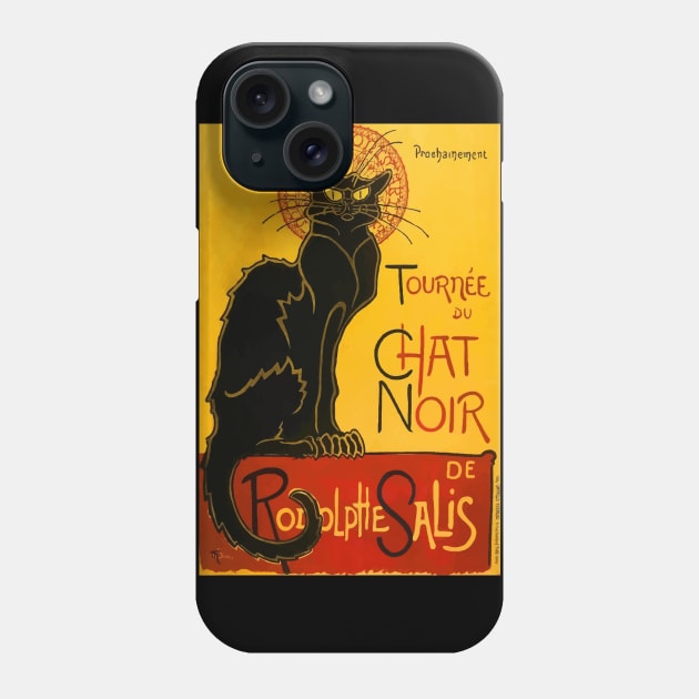 Vintage Le Chat Noir Black Cat Paris Phone Case by fatpuppyprod