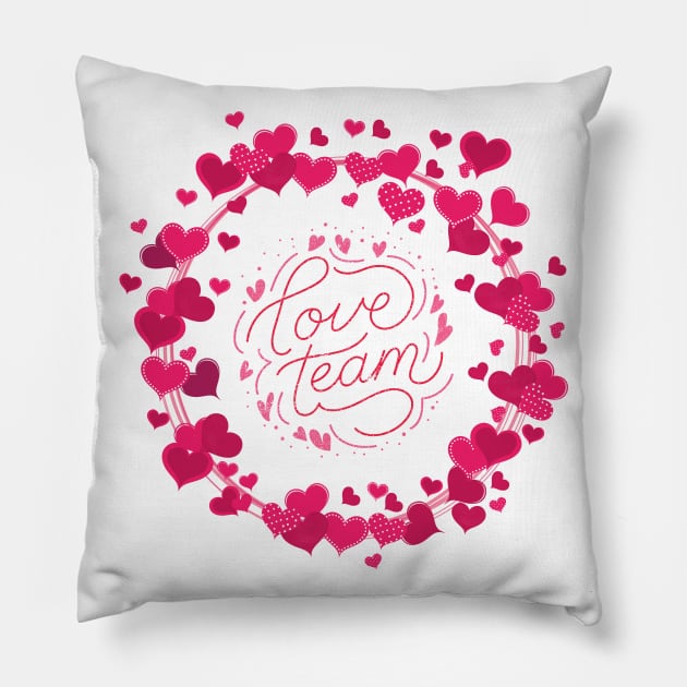 Valentine's Day Heart Wreath Love Team Pillow by nathalieaynie