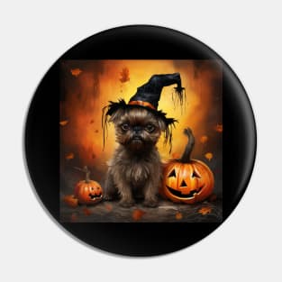 Halloween Brussels griffon Pin