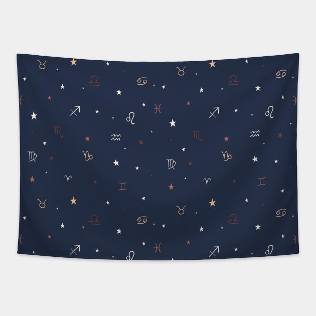 Mystical Design Celestial Zodiac Tapestry by I AM THE STORM