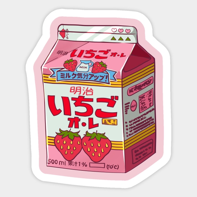 Yummy cute Kawaii strawberry milk, strawberries' Sticker