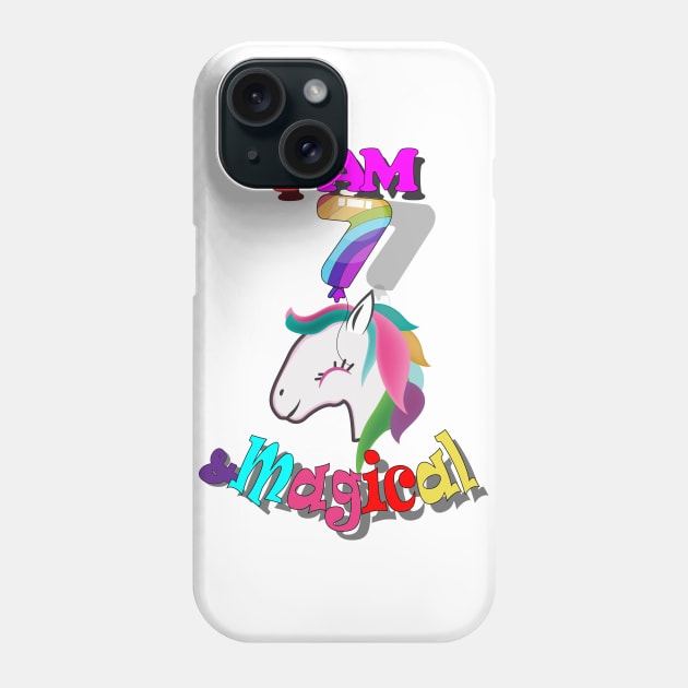 unicorn 7th birthday: I am 7 and magical Phone Case by bratshirt