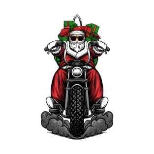 Santa riding A Motorcycle T-Shirt