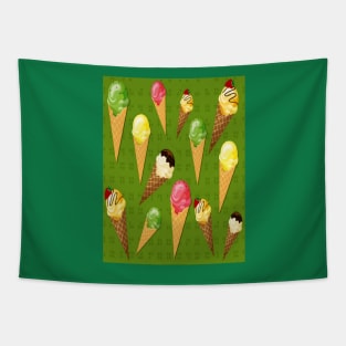 Ice cream cones-Green Tapestry